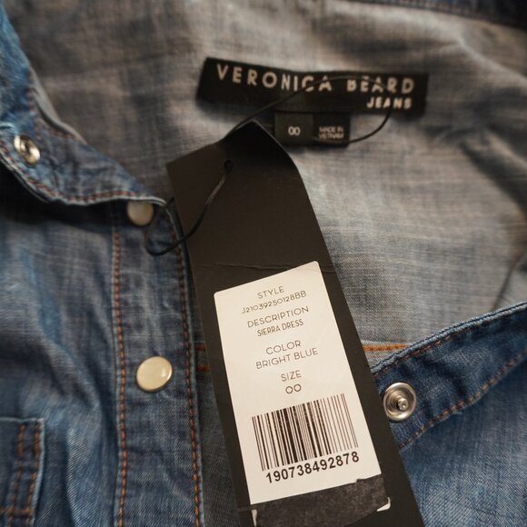 Veronica Beard Sierra Dress Blue Cotton Shirt Dress Rushed Size 00 New Tag - Picture 6 of 8